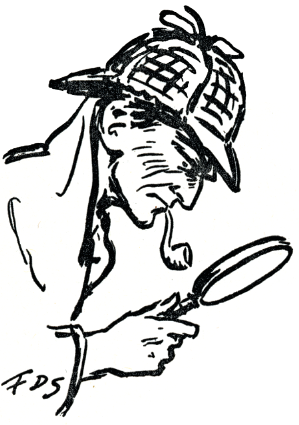 Line drawing of Sherlock Holmes