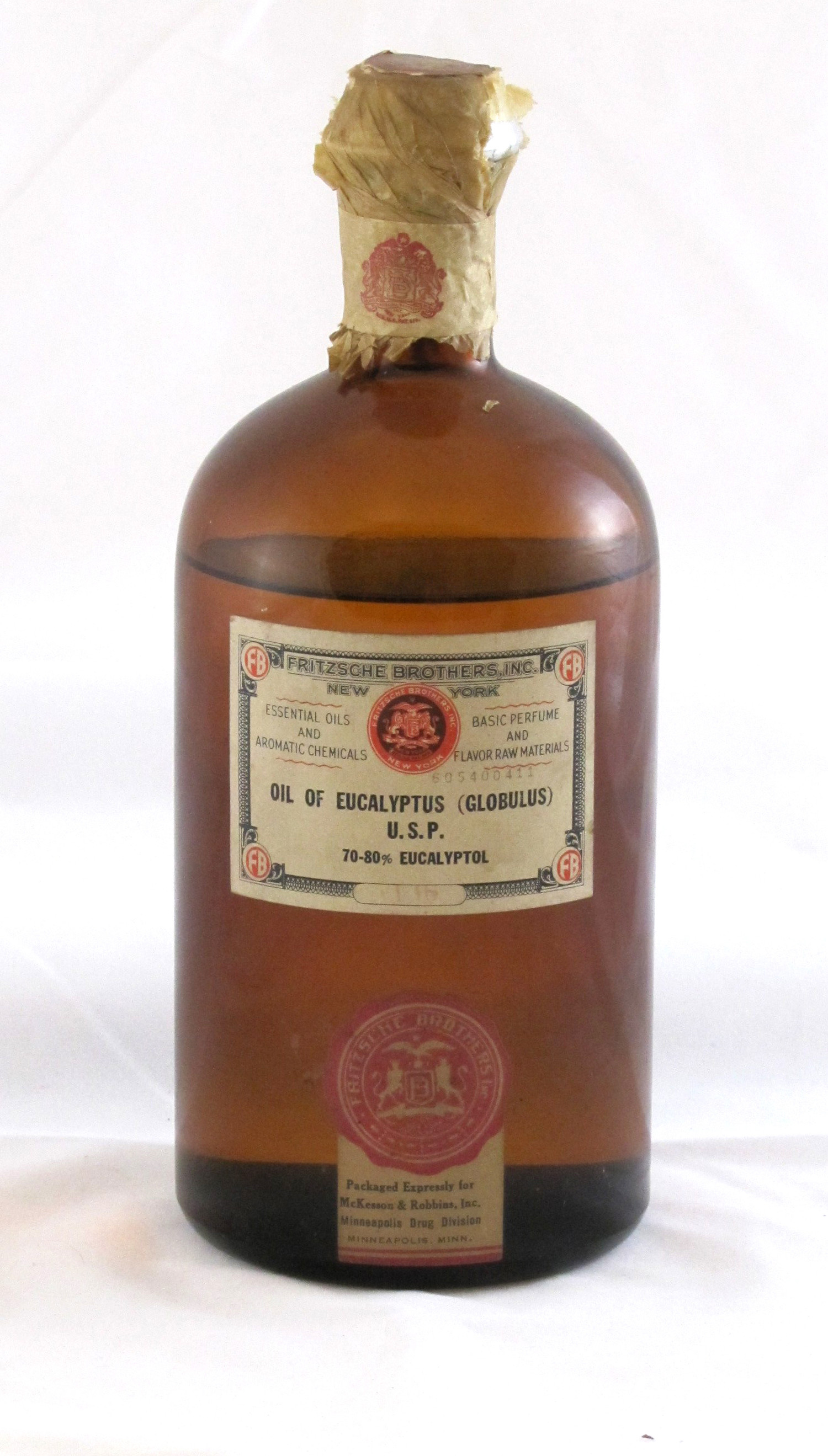 Oil of eucalyptus in brown bottle